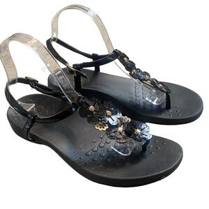 Vionic Orthaheel Floral julie Black Slingback Sandal